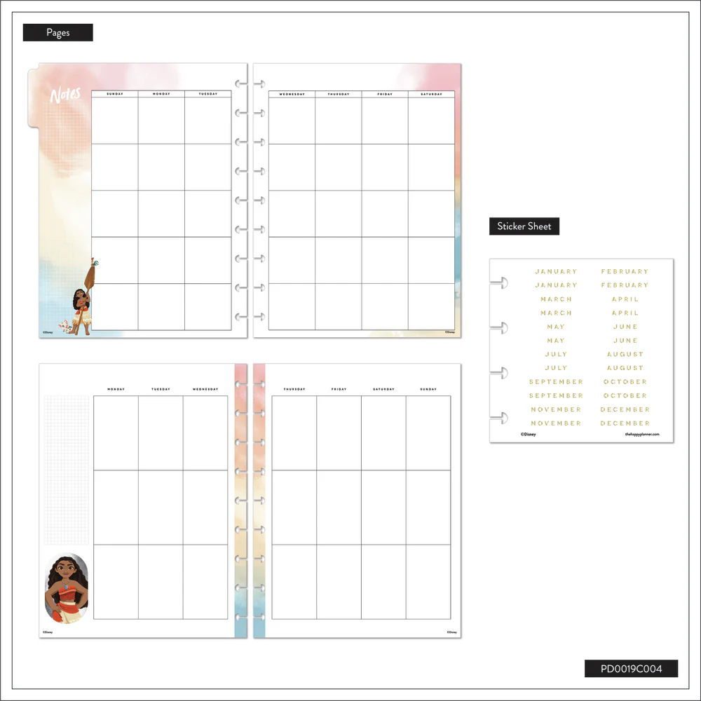 Undated Disney Moana Customizable Planner - Classic Vertical Layout - 12 Months - Image 8