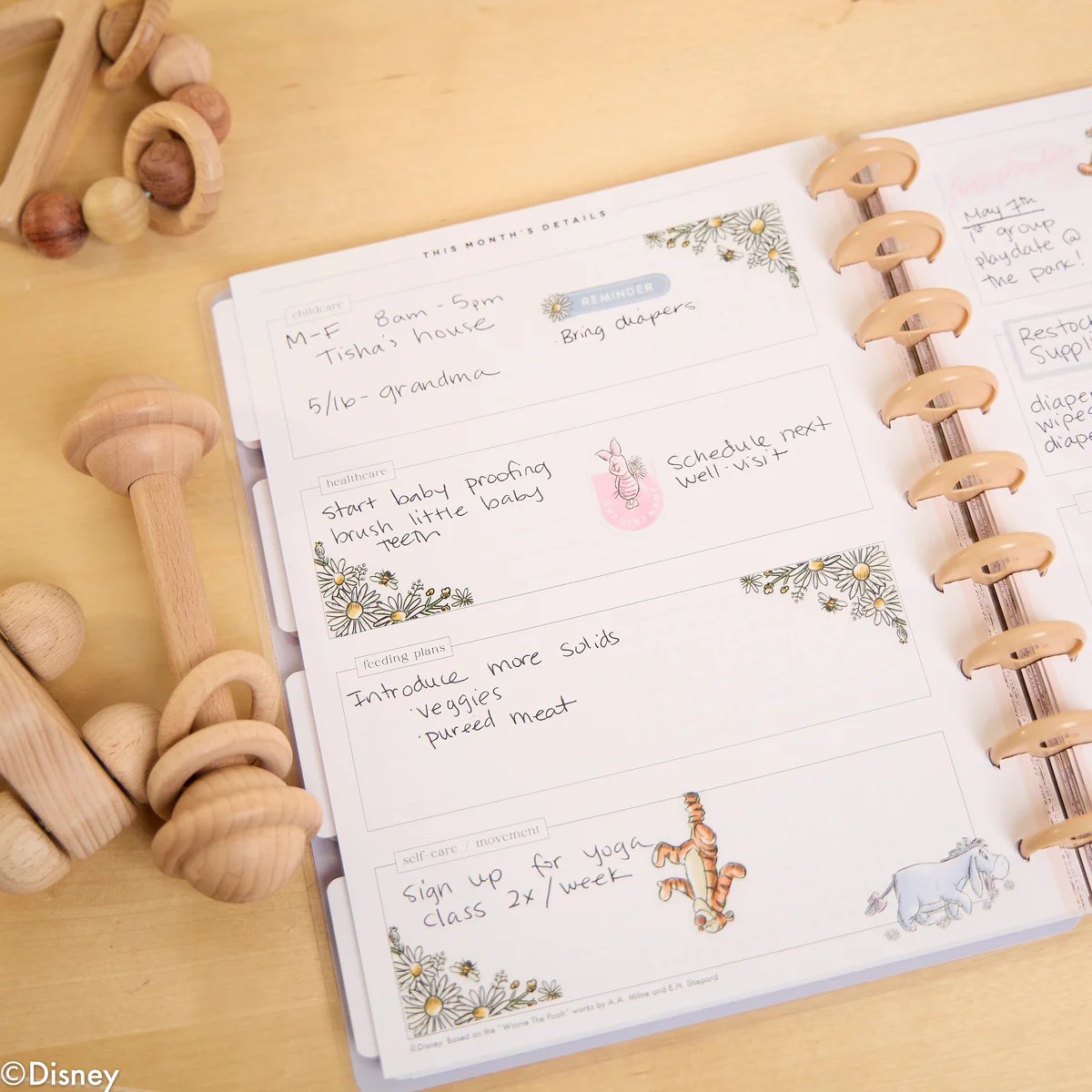 Undated Disney Winnie the Pooh Customizable Baby Planner -  Classic Baby's First Year Layout - 12 Months - Image 30