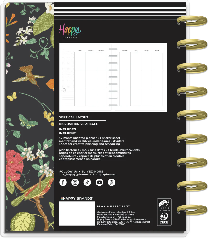 Undated Feathers & Flowers Happy Planner - Classic Vertical Layout - 12 Months - Image 10