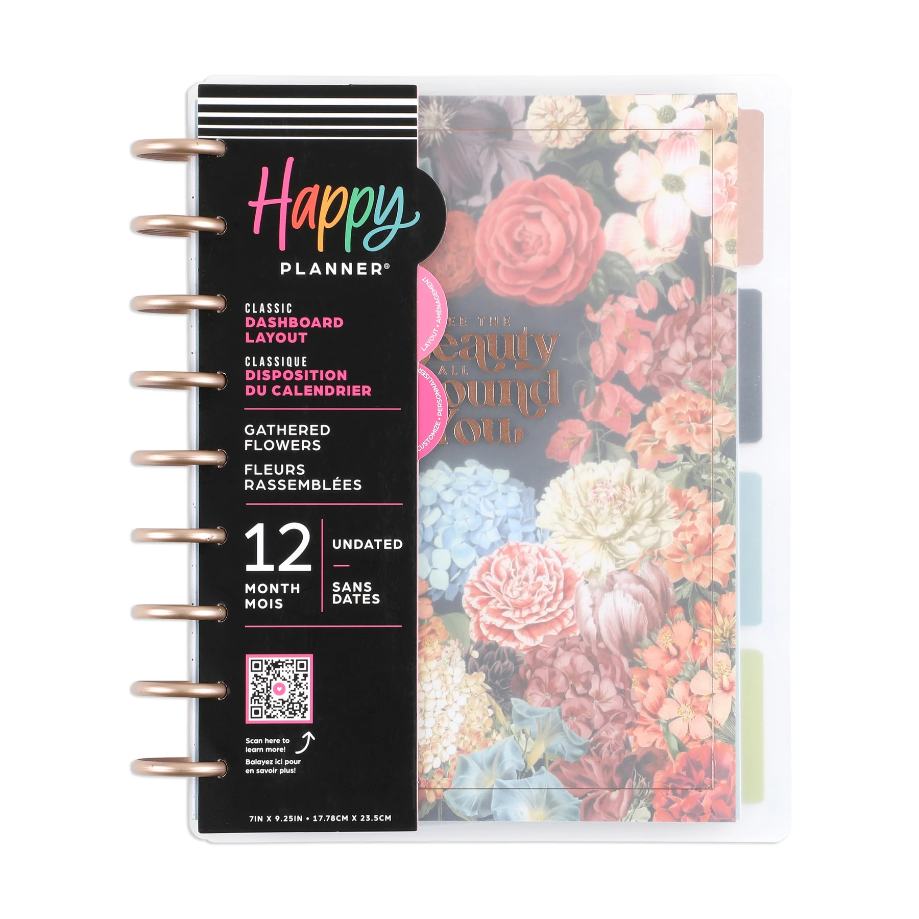 Undated Gathered Flowers Frosted Happy Planner - Classic Dashboard Layout - 12 Months - Image 10