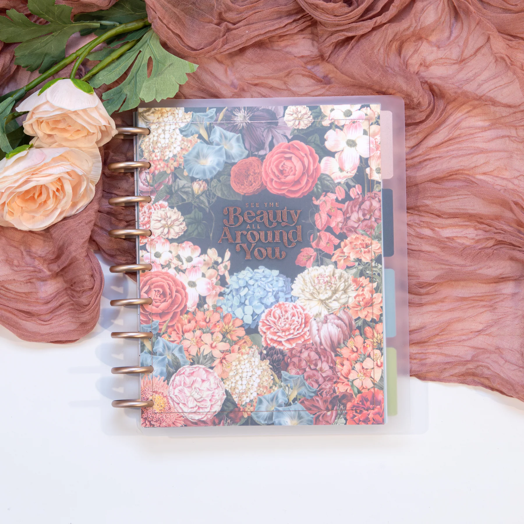 Undated Gathered Flowers Frosted Happy Planner - Classic Dashboard Layout - 12 Months - Image 4