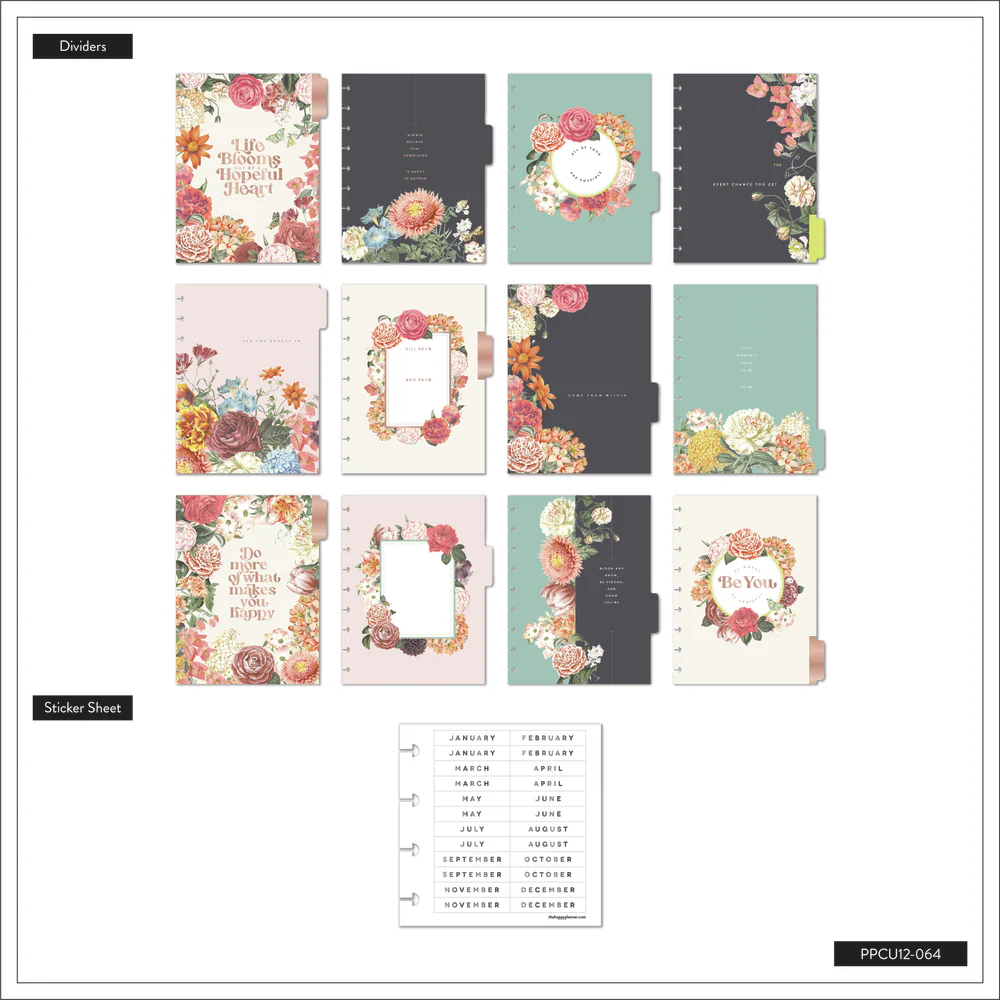 Undated Gathered Flowers Frosted Happy Planner - Classic Dashboard Layout - 12 Months - Image 8