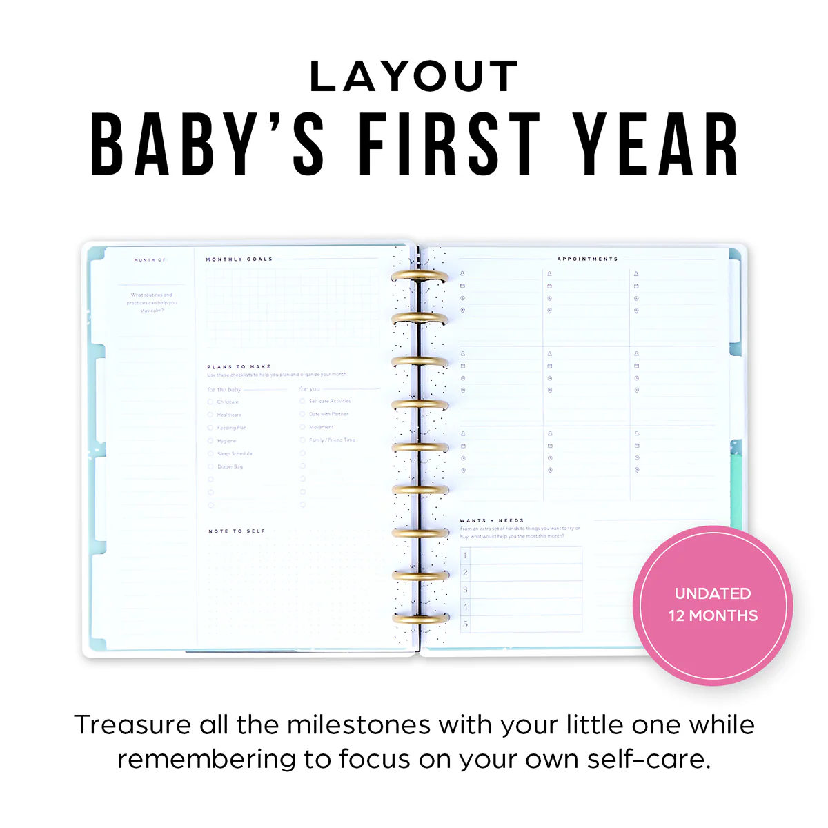 Undated Hello Little One Baby Planner - Classic Baby's First Year Layout - 12 Months - Image 6