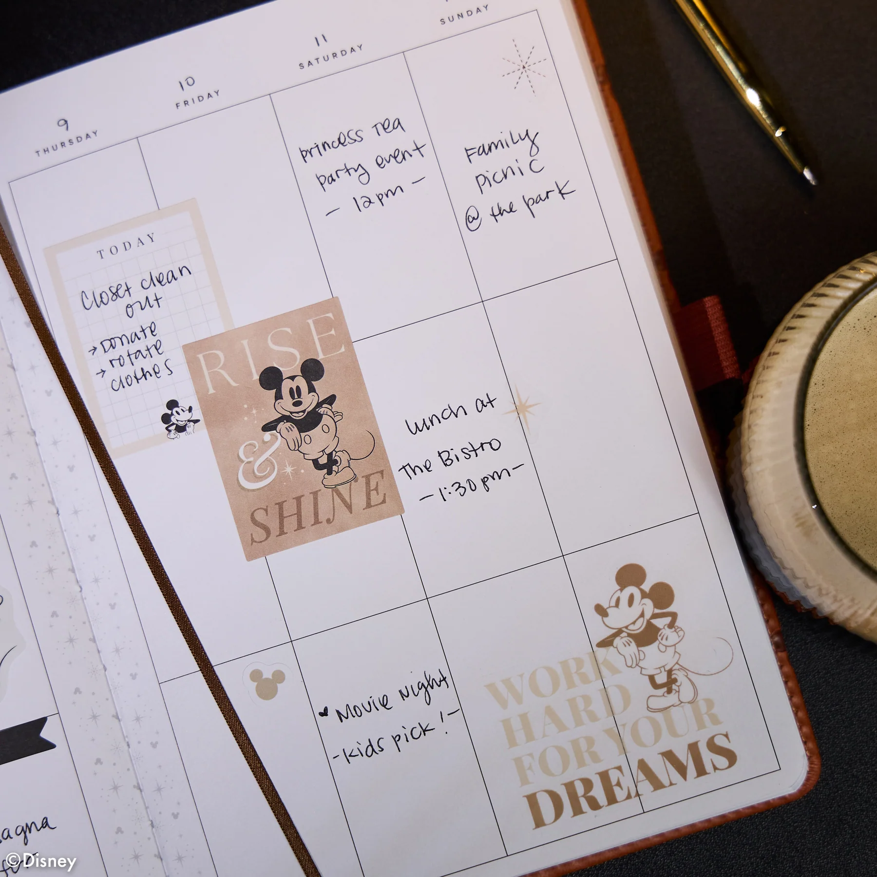 Undated Premium Camel Disney Mickey Mouse Book Bound Planner - SMALL VERTICAL LAYOUT - 12 MONTHS - Image 7