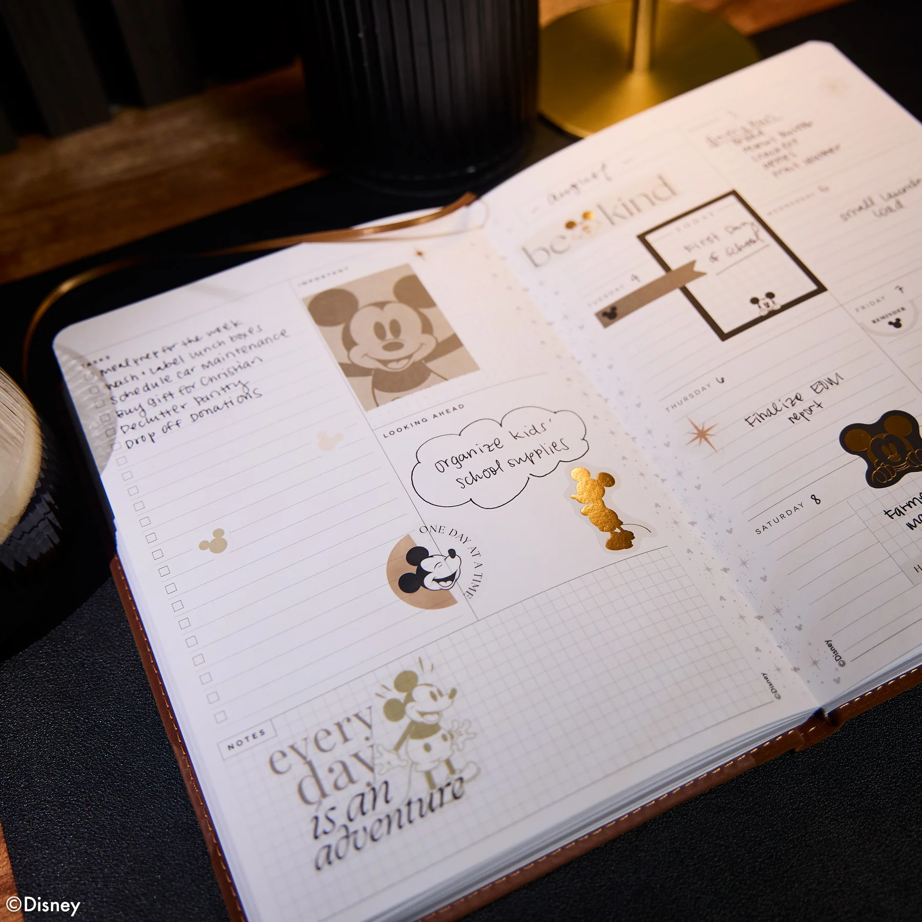 Undated Premium Espresso Disney Mickey Mouse Book Bound Planner - Small Dashboard Layout - 12 Months - Image 5