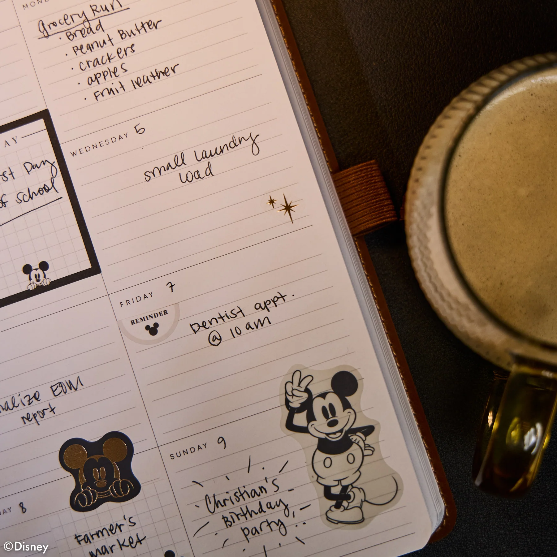Undated Premium Espresso Disney Mickey Mouse Book Bound Planner - Small Dashboard Layout - 12 Months - Image 6