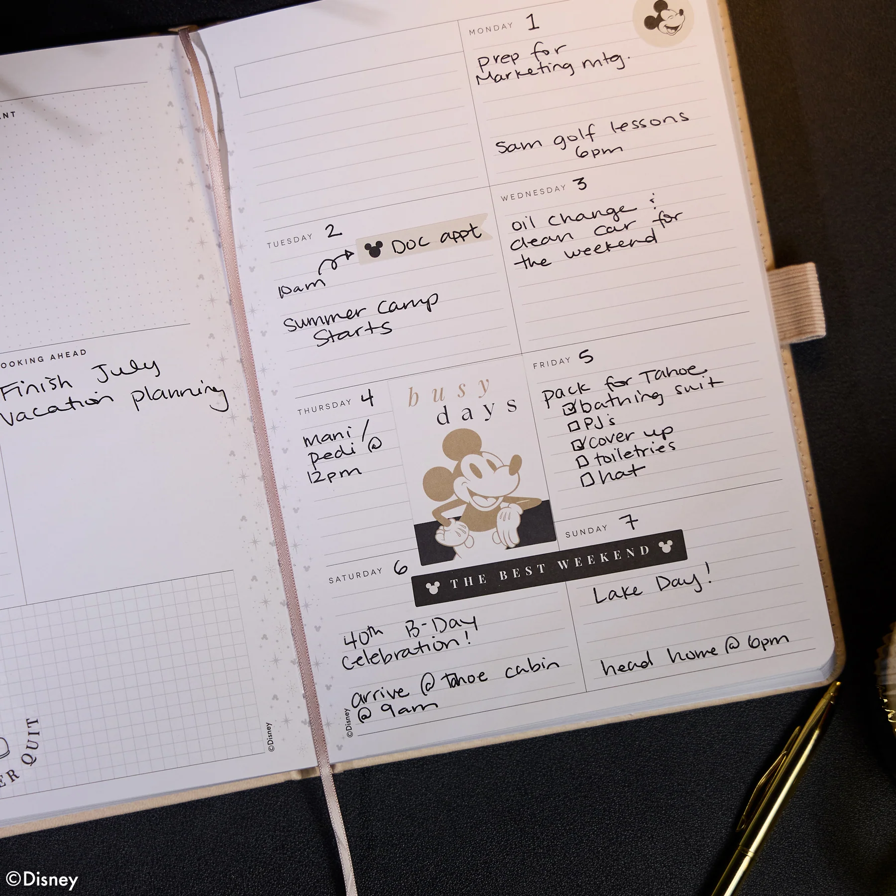 Undated Premium Ivory Disney Mickey Mouse Book Bound Planner - Small Dashboard Layout - 12 Months - Image 6