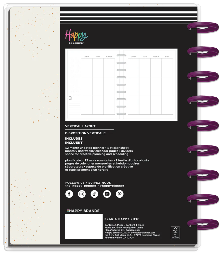 Undated Pressed & Painted Frosted Happy Planner - Classic Vertical Layout - 12 Months - Image 11