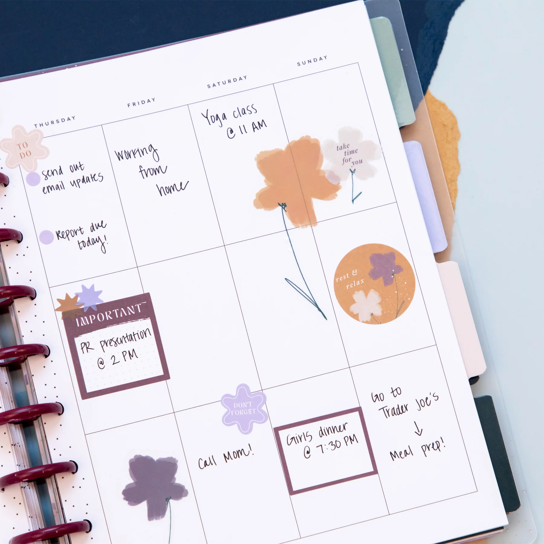 Undated Pressed & Painted Frosted Happy Planner - Classic Vertical Layout - 12 Months - Image 3