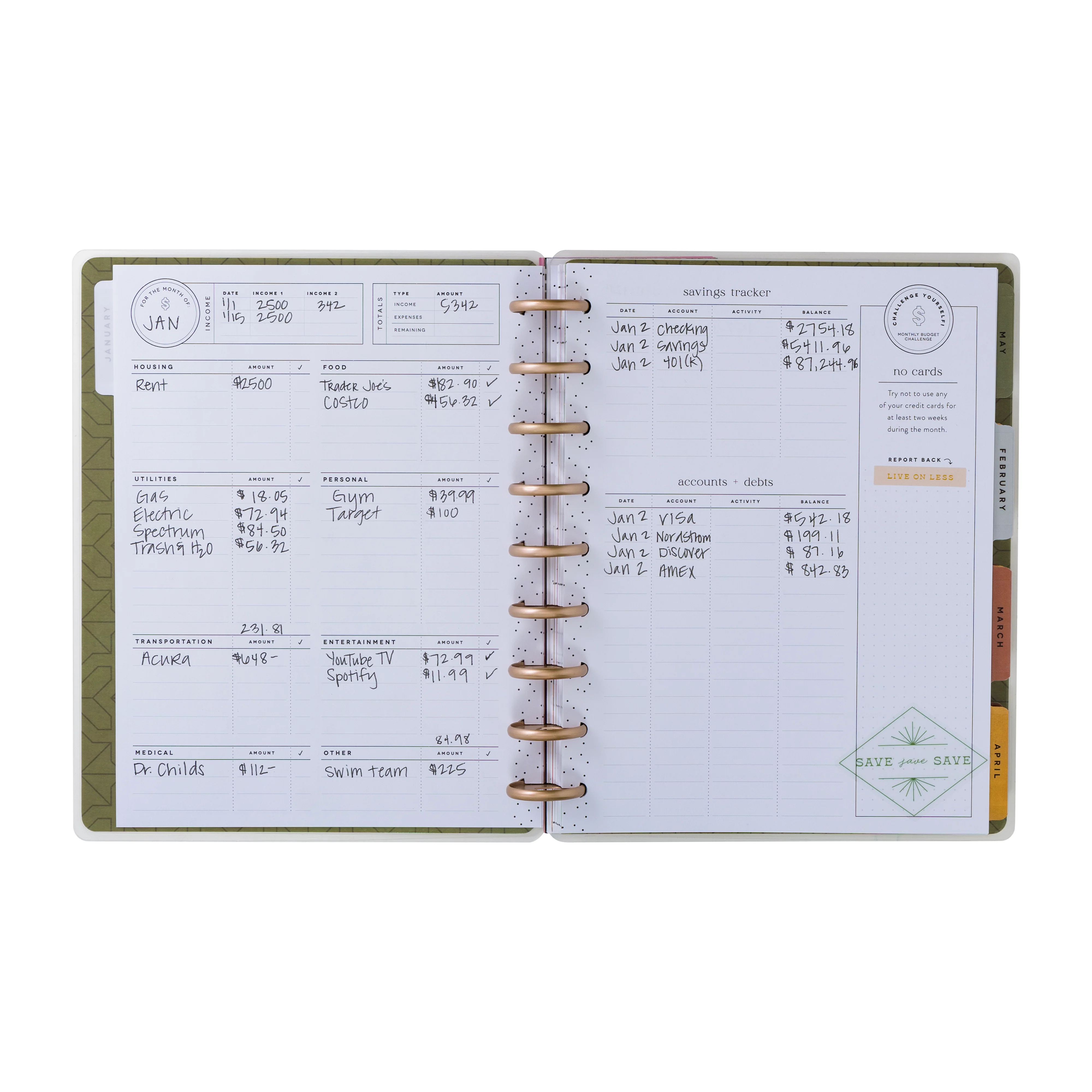 Undated Sage & Terracotta Customizable Budget Planner - Classic Budget Layout - 12 Months - Image 8