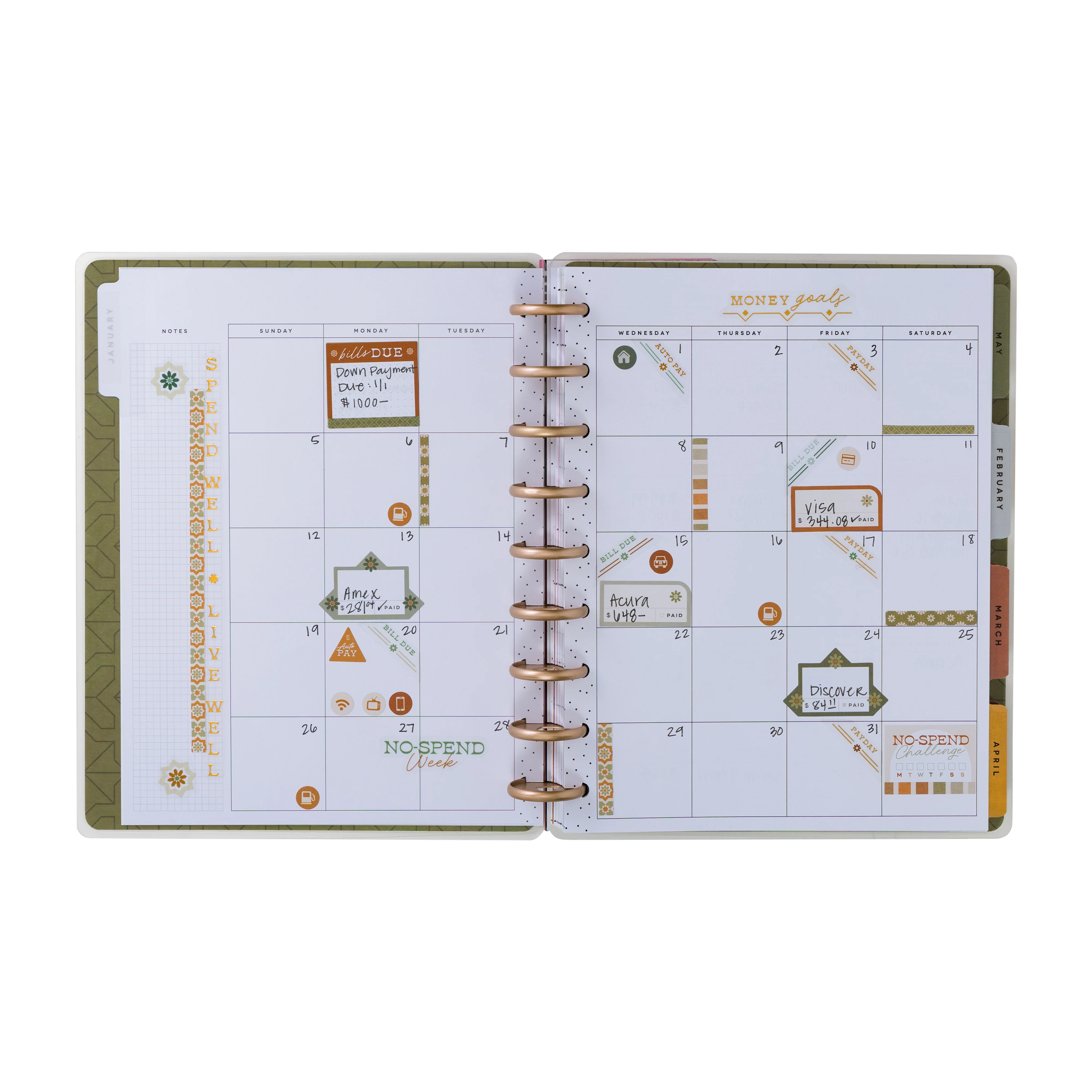 Undated Sage & Terracotta Customizable Budget Planner - Classic Budget Layout - 12 Months - Image 9