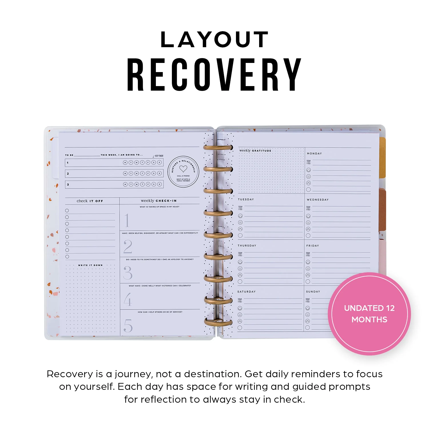 Undated Sand & Stone Customizable Recovery Planner - Classic Recovery Layout - 12 Months - Image 7