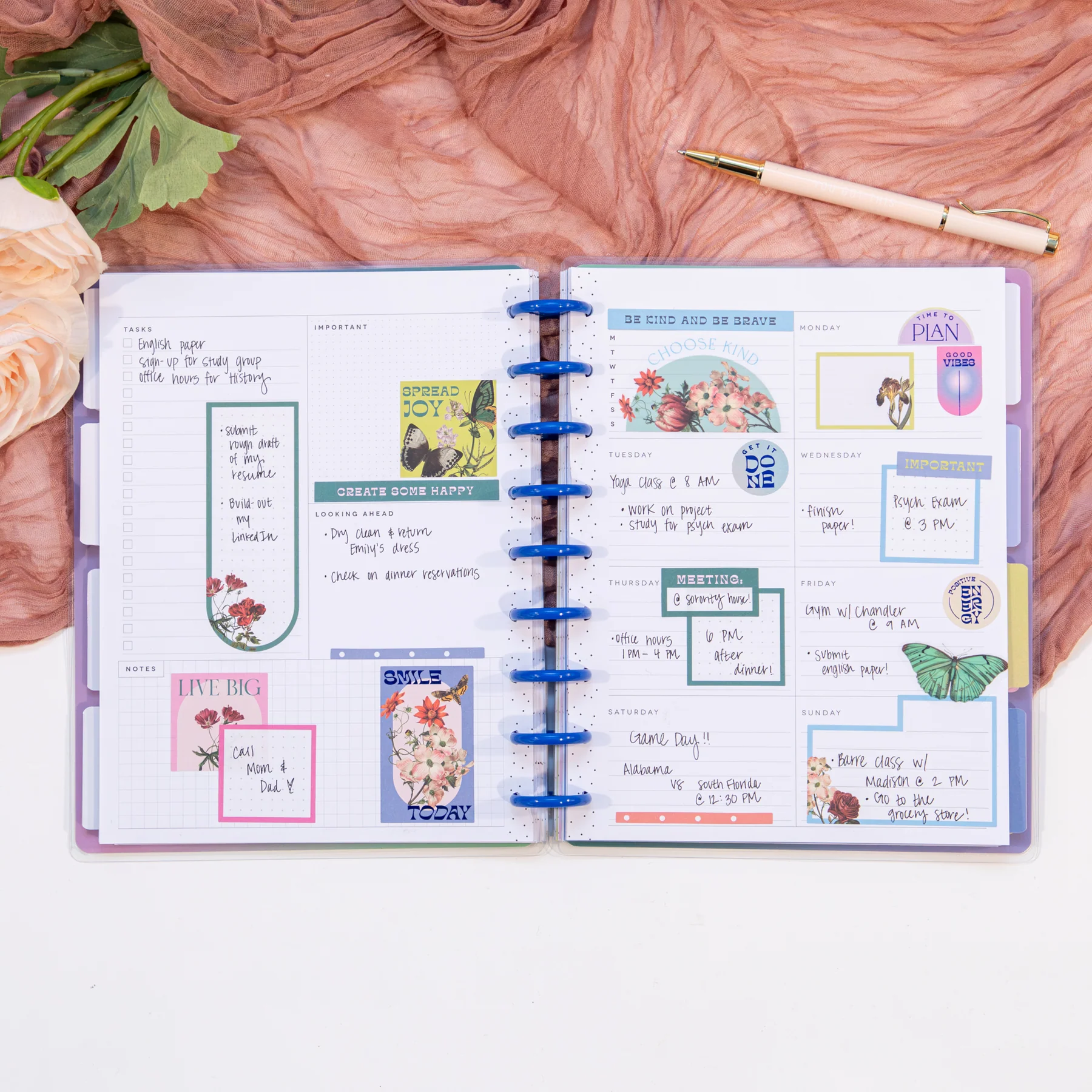 Undated Seeds of Joy Happy Planner - Classic Dashboard Layout - 12 Months - Image 3