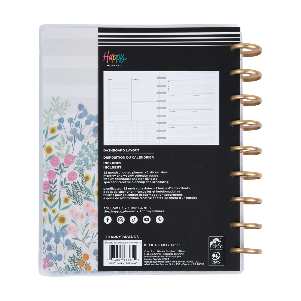 Undated Soft Florals Happy Planner - Classic Dashboard Layout - 12 Months - Image 10