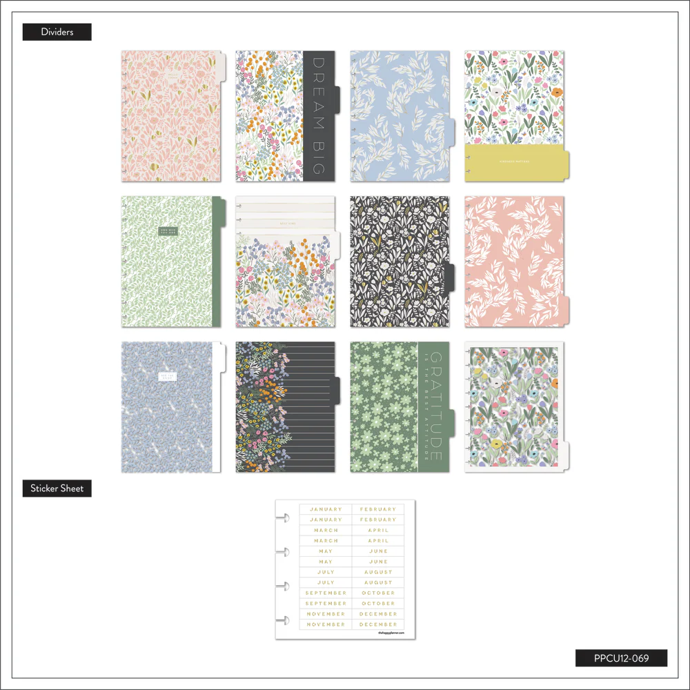 Undated Soft Florals Happy Planner - Classic Dashboard Layout - 12 Months - Image 7