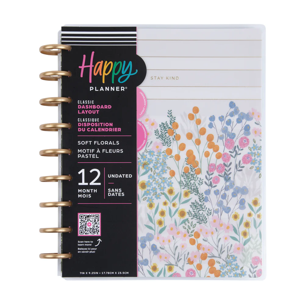 Undated Soft Florals Happy Planner - Classic Dashboard Layout - 12 Months - Image 9