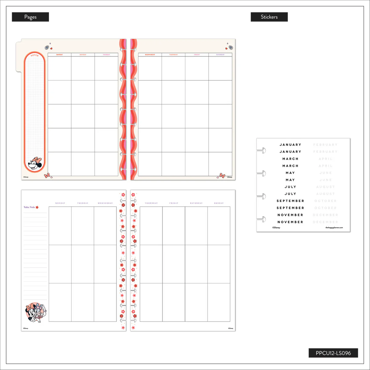 Undated SPECIALTY Disney Minnie Mouse Bow Happy Customizable Planner - Classic Vertical Layout - 12 Months - Image 25