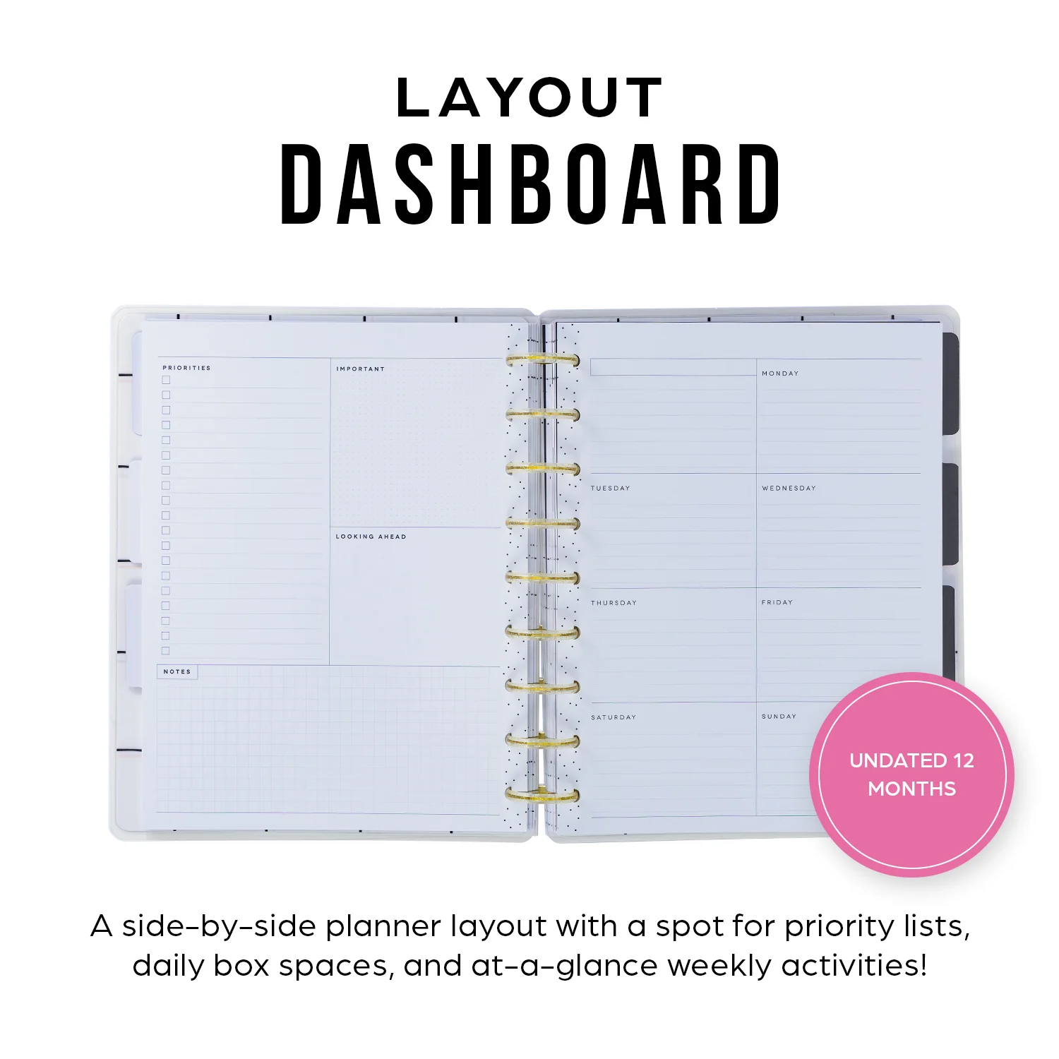 Undated Sweet & Simple Customizable Planner - Mini Dashboard Layout - 12 Months - Image 5
