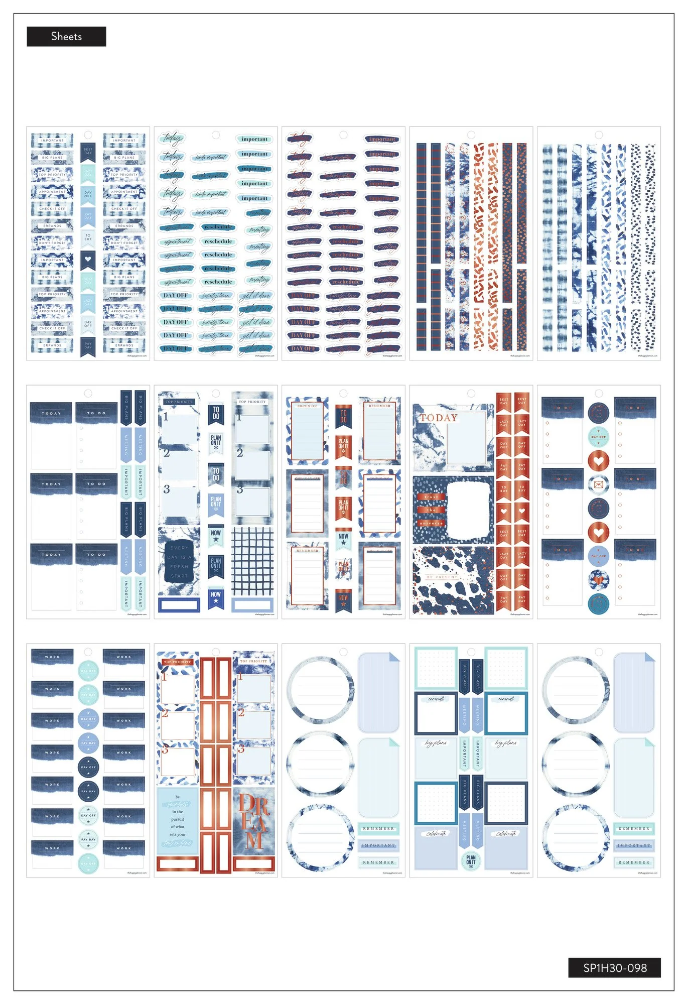 Value Pack Stickers - Indigo Tie Dye - Image 5