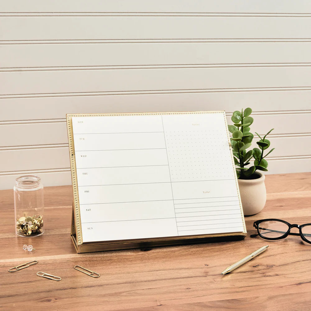 Work + Life Golden - Standing Notepad Folio - Weekly Overview Notepad - 52 Sheets - Image 2