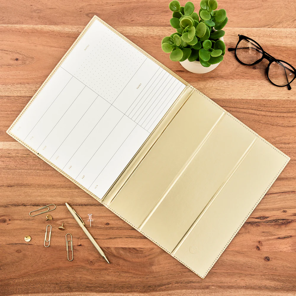 Work + Life Golden - Standing Notepad Folio - Weekly Overview Notepad - 52 Sheets - Image 3