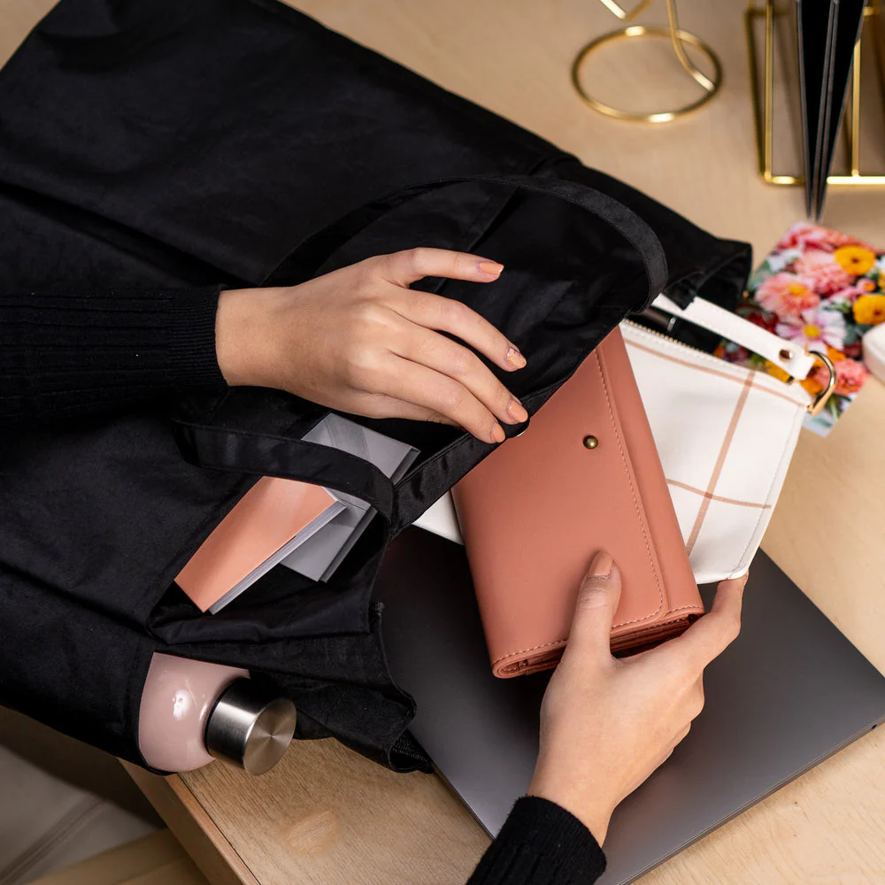 Work + Life Minimalist Nylon Tote Bag - Black - Image 3