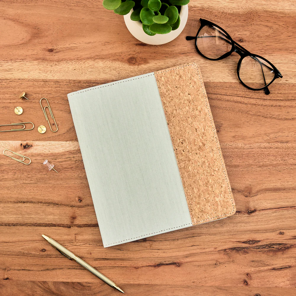 Work + Life Sage - Linen + Cork Notepad Folder - Weekly Overview - 52 Sheets - Image 3