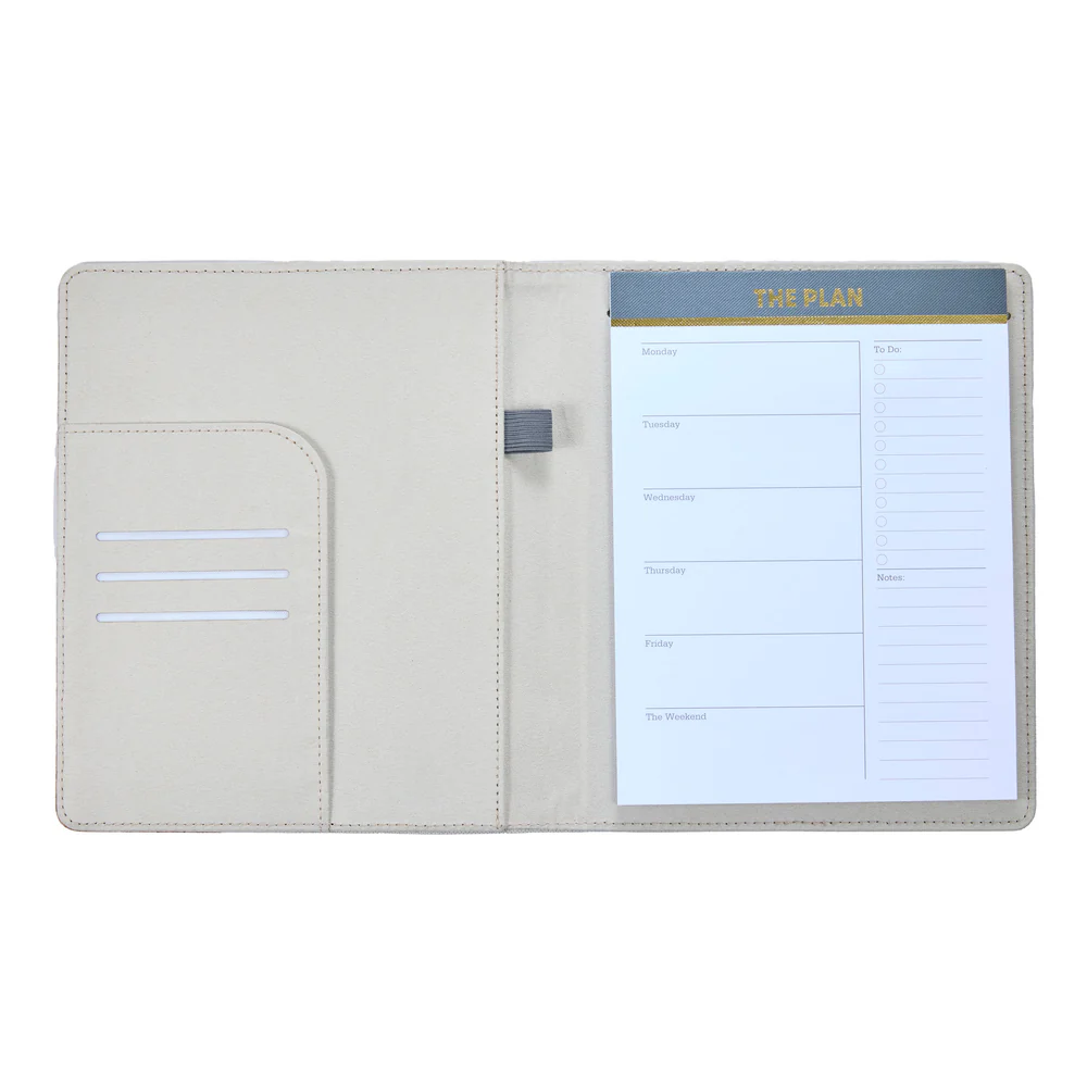 Work + Life Sage - Linen + Cork Notepad Folder - Weekly Overview - 52 Sheets - Image 4
